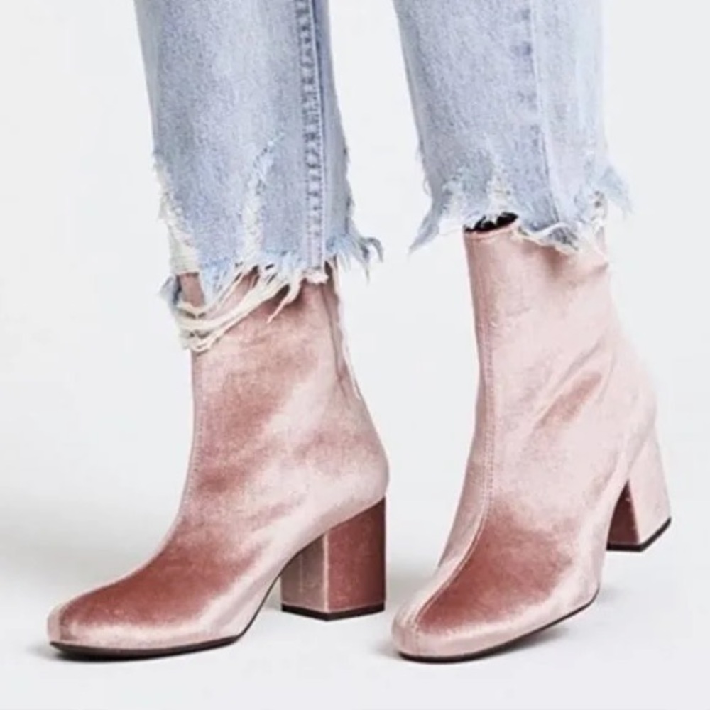 Free People Velvet Ankle Boots in Dusty Rose